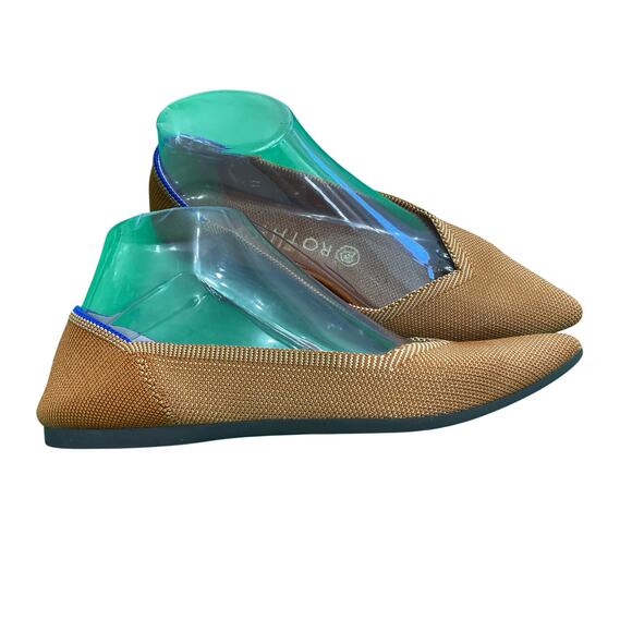 Rothy's The Point ballet flats the "Amber" burnt orange textile Blue Trim 7.5 - Picture 3 of 14